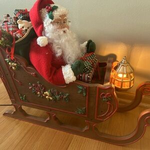 Vintage animatronic Christmas decor Santa in his sleigh